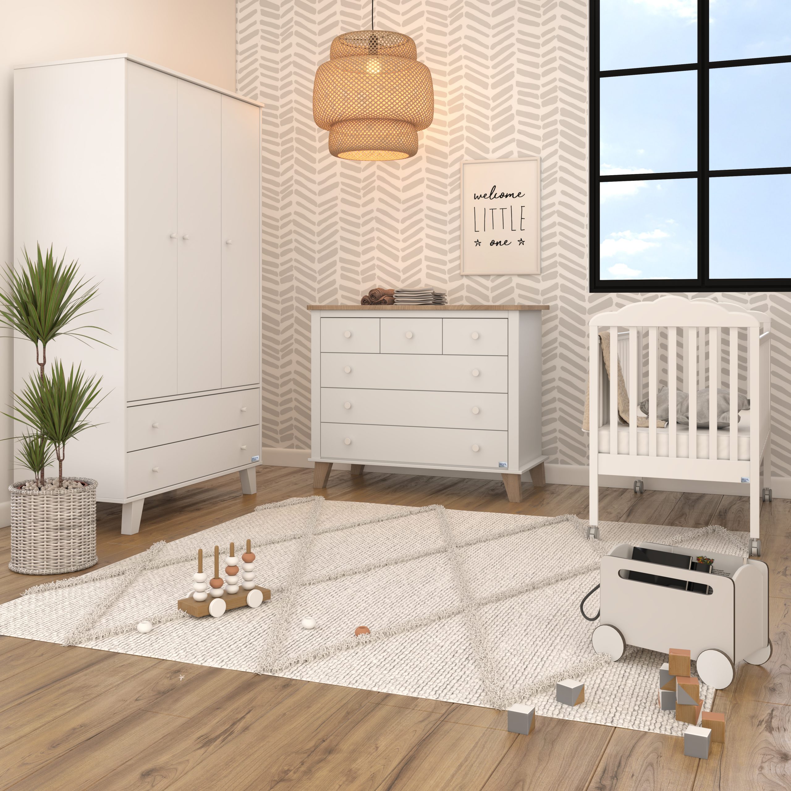 חדר לתינוק דגם אלון חדר מעוצב בסגנון עכשווי, מראה צבעוני אך לא עמוס