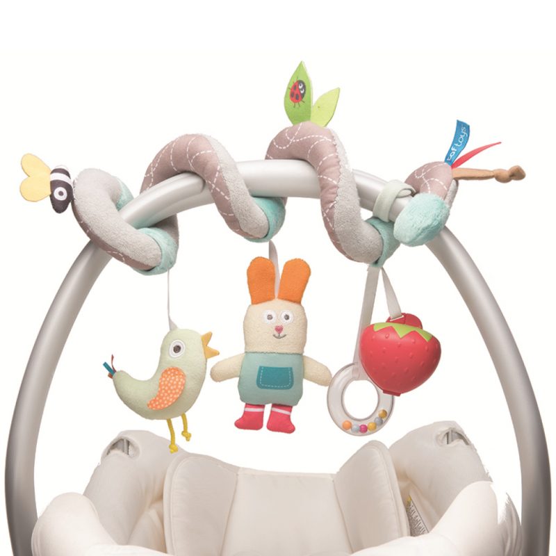 צעצועי התפתחות לתינוק - מובייל לתינוק |מובייל לתינוק ספירלת גינה לעגלה ולסלקל - צעצועים לתינוק קשת לעגלה ולסל קל טף טויס סגל בייבי