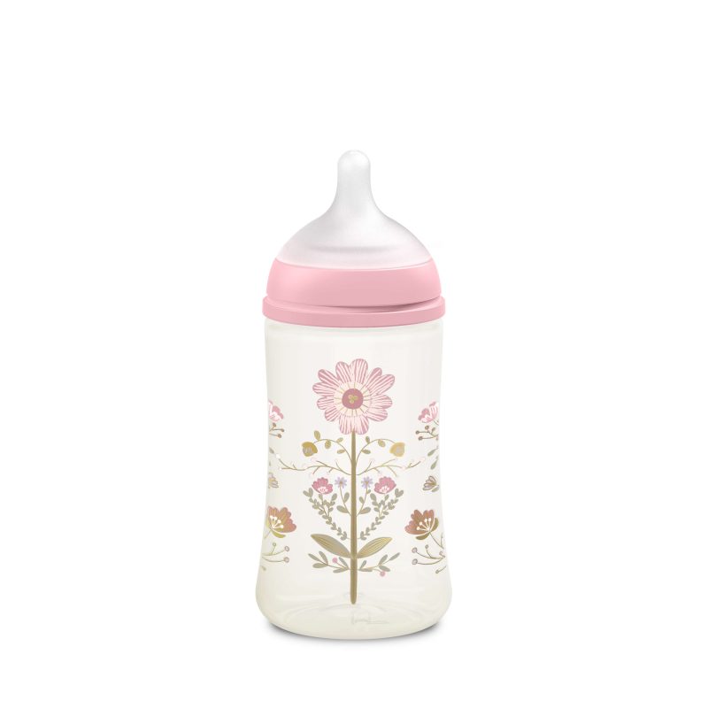 בקבוק לתינוק עם פטמת סיליקון פיזיולוגית SX PRO 270 מ"ל ורוד